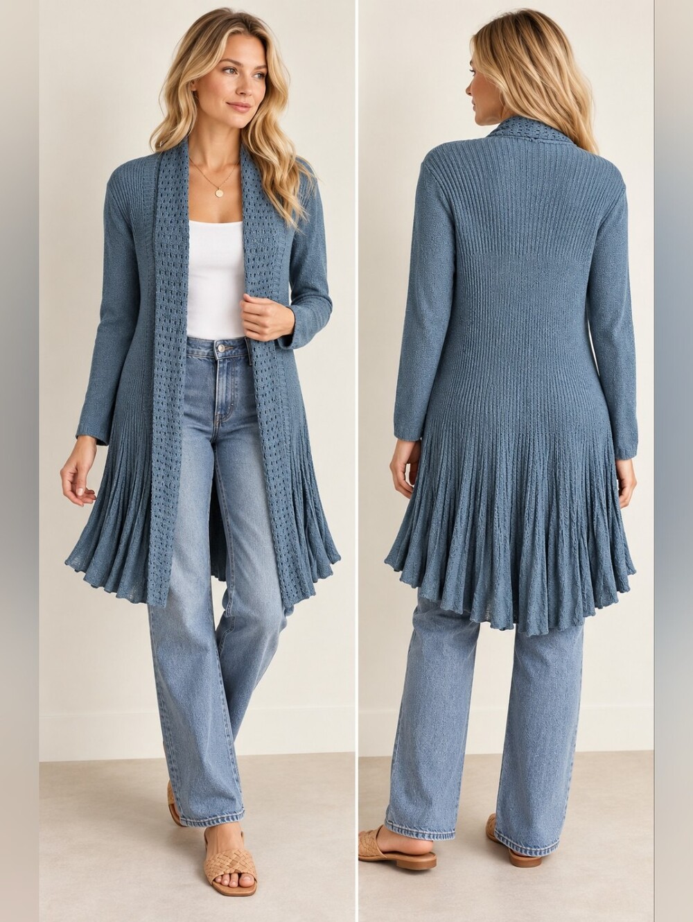 SOFT SURROUNDINGS OPEN FRONT DUSTER CARDIGAN SZ M